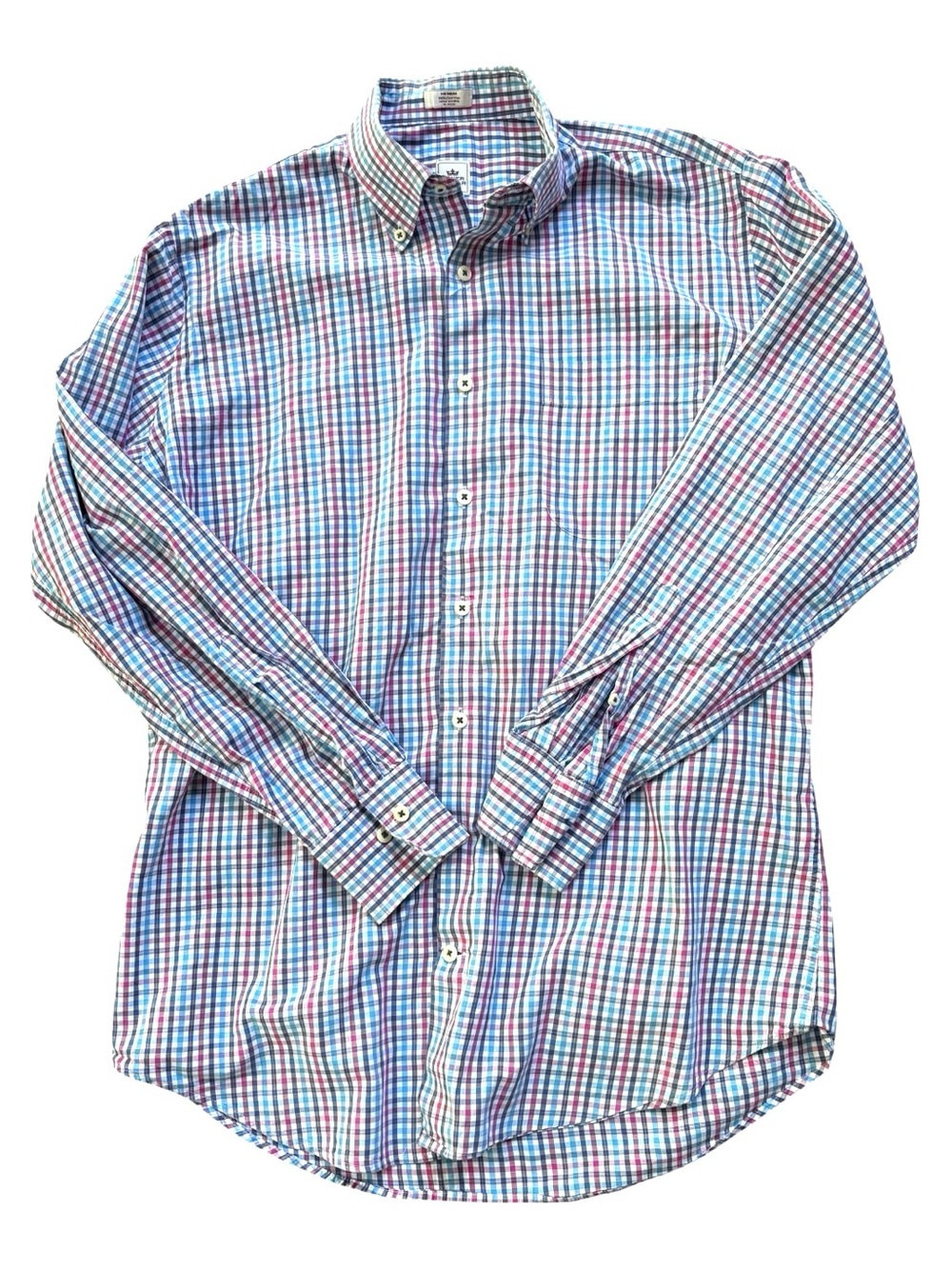 Peter Millar Blue, Pink & White Plaid Button-Down Shirt